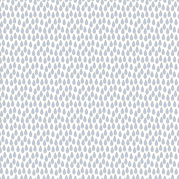 Vector Blue Rain Drops on White Background Seamless Repeat Pattern. Background for textiles, cards, manufacturing, wallpapers, print, gift wrap and scrapbooking. - Vector, Image