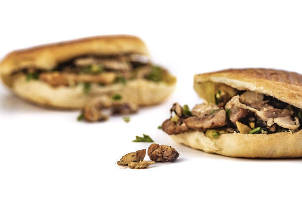 two shawarma sandwich, doner kebab, gyros on white background - Photo, Image