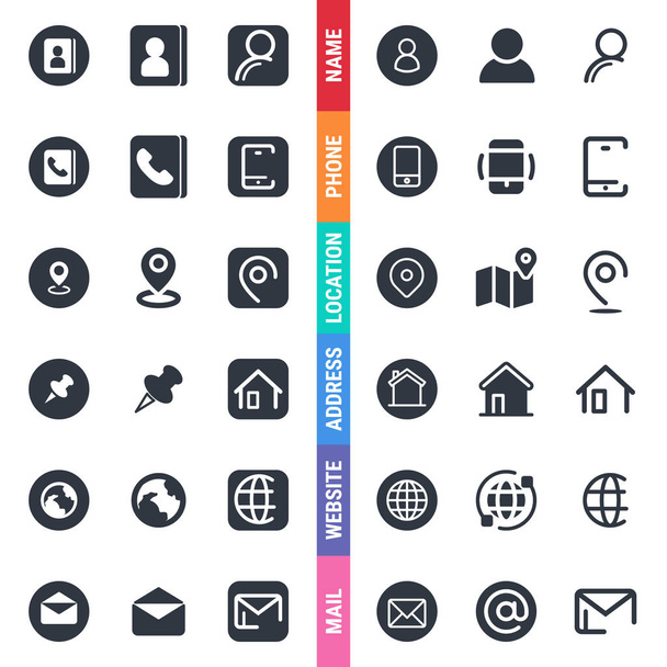 Modern Icons pack for business card for designers in the design of all kinds of works. Beautiful and modern icon which can be used in many purposes. Eps10 vector. - Wektor, obraz