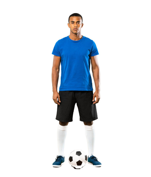 Full-length colpo di giocatore di football afroamericano uomo su sfondo bianco isolato
 - Foto, immagini