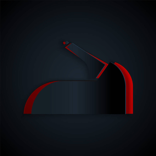 Paper cut Car handbrake icon isolated on black background. Parking brake lever. Paper art style. Vector Illustration - Vector, Image