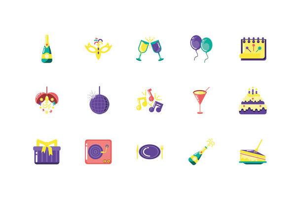 Design de vetor conjunto de ícones de festa isolada
 - Vetor, Imagem
