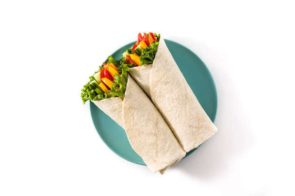 Vegetable tortilla wraps isolated on white background.Top view.  - Valokuva, kuva