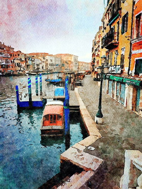 Venedik 'in merkezindeki tarihi binalar arasındaki küçük kanallara bir göz atmak. - Fotoğraf, Görsel