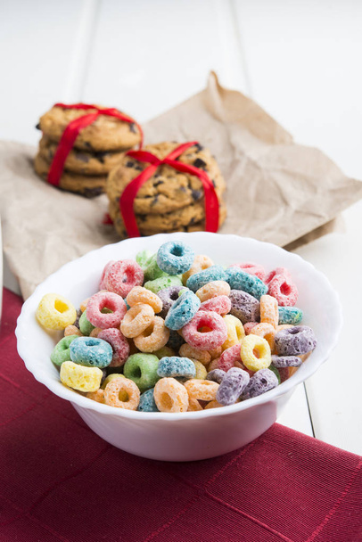  bowl with cereals and milk, - Φωτογραφία, εικόνα