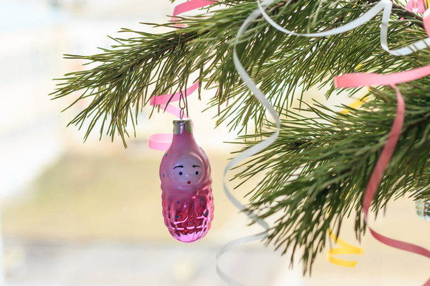 Christmas tree toy on a new year tree, Christmas, holiday concept - Zdjęcie, obraz