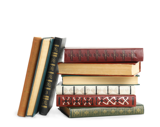 Коллекция различных книг, выделенных на белом
 - Фото, изображение