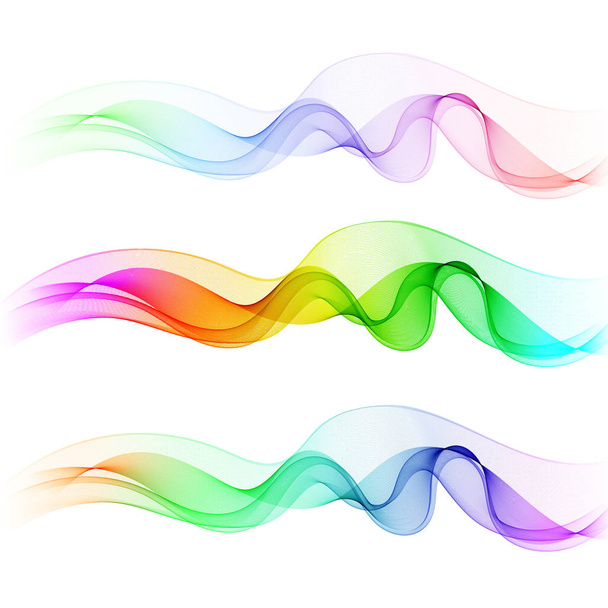 Set of abstract colourful wave isolated on white background. Vector illustration for modern business design. Cool element for presentation, card, flyer and brochure. - Vector, Image
