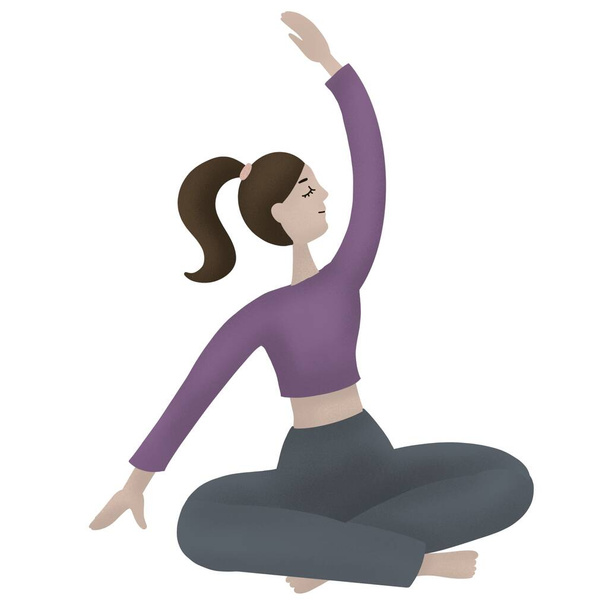 Isolated girl yoga pose for lifestyle design. - Photo, Image