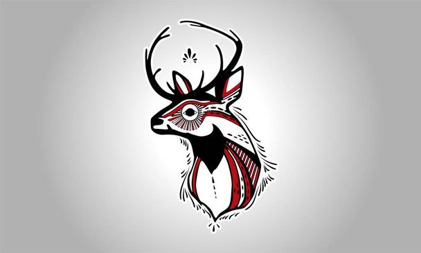 aesthetic deer head profile sticker - Vector, Imagen