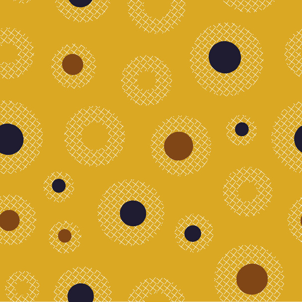 seamless vector pattern with polka dots on mustard yellow background - Vector, Image