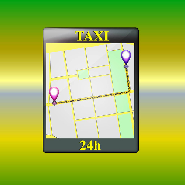 Taksi Hizmetleri Tasarımı. Şehir haritası konumunda taksi iste.. - Fotoğraf, Görsel