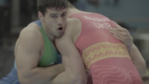 Wrestlers during the wrestling competition. Kyiv. Ukraine - Footage, Video