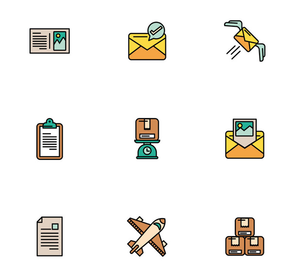 bundle of postal service icons - Vector, Image