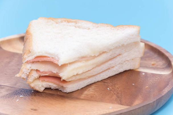 bitten on a piece of ham sandwich  - Foto, Imagen