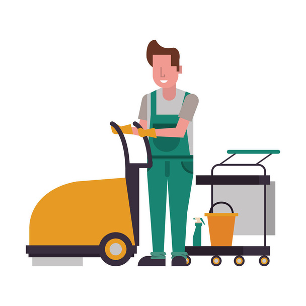 Hausangestellte mit glänzendem Fußboden - Vektor, Bild