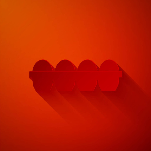 Carta tagliata Uovo di pollo nell'icona della scatola isolato su sfondo rosso. Stile cartaceo. Illustrazione vettoriale
 - Vettoriali, immagini