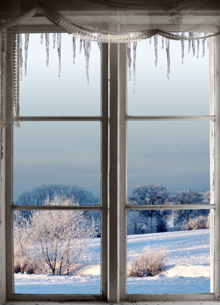téli táj ablakon - Fotó, kép
