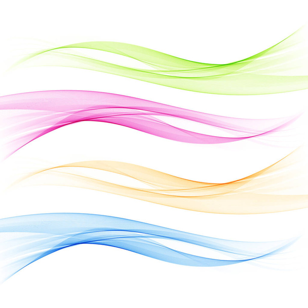 Set di onde cromatiche astratte. Onda di fumo di colore. Onda di colore trasparente. Colore blu, rosa, arancione, verde. Design ondulato. Vettore
 - Vettoriali, immagini