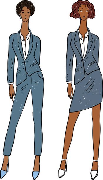 Vector image of young business women in classic suits - Vector, Image