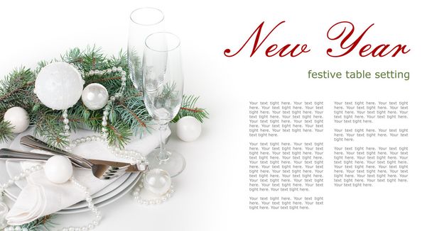 Christmas table setting, table decoration in white - Photo, Image