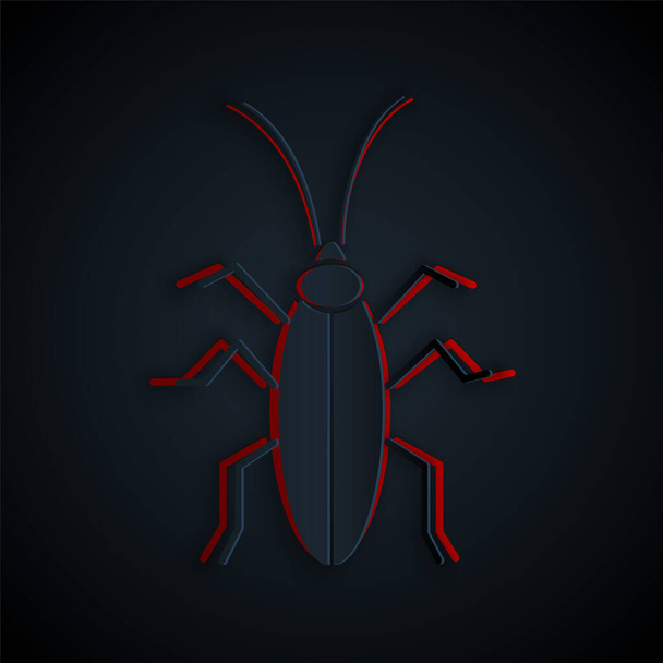 Carta tagliata icona scarafaggio isolata su sfondo nero. Stile cartaceo. Illustrazione vettoriale
 - Vettoriali, immagini