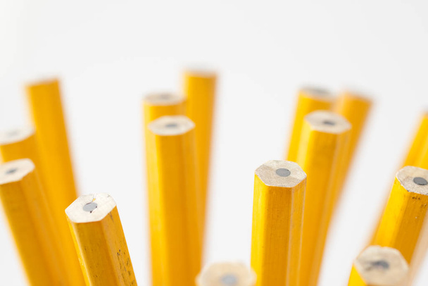 Beyaz arkaplanda izole edilmiş sarı kalemler - Fotoğraf, Görsel