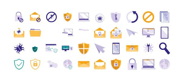 Isolated security system icon set vector design - Vector, Image