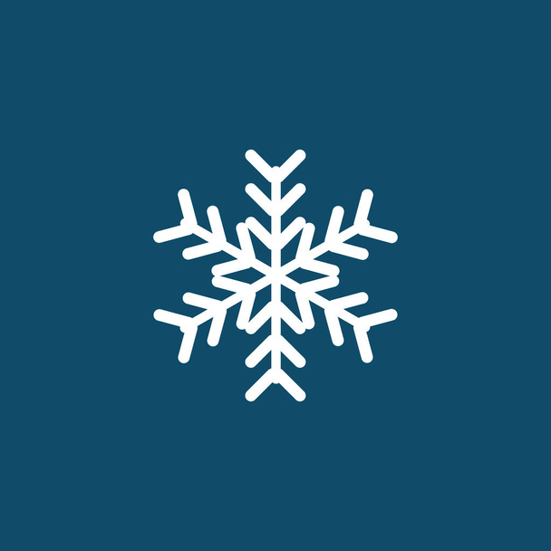 vector white snowflake icon on blue background - Vector, Image