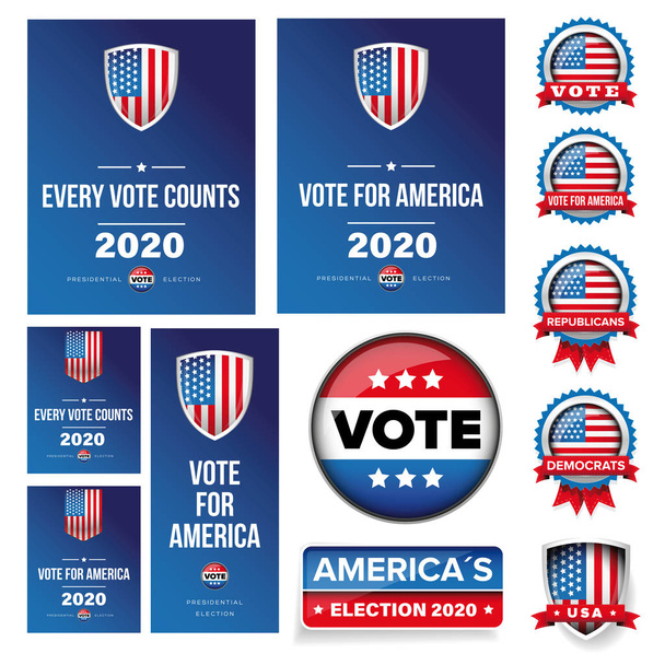 ABD başkanlığı seçim afişi ve afişi - Vektör, Görsel
