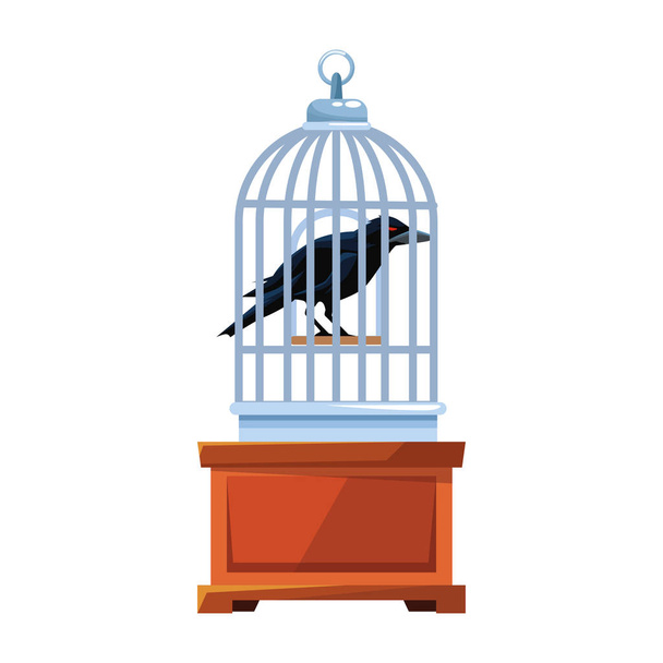 Хеллоуїн темний ворон птах з кліткою
 - Вектор, зображення