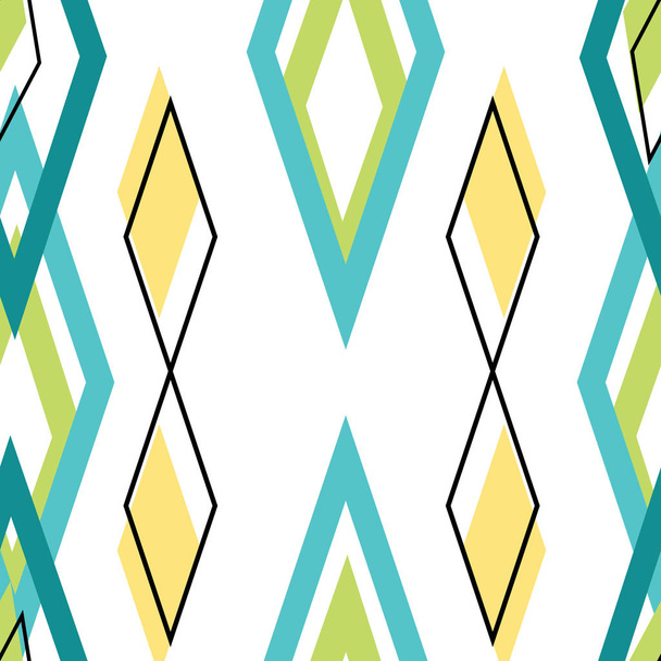 Caraïbes Fiançailles, diamants hors centre en rangées, répétition vectorielle sans couture aqua jaune vert
 - Vecteur, image