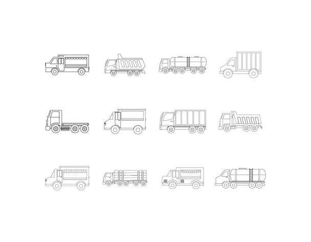 Diseño de vector conjunto de iconos de camiones aislados
 - Vector, imagen