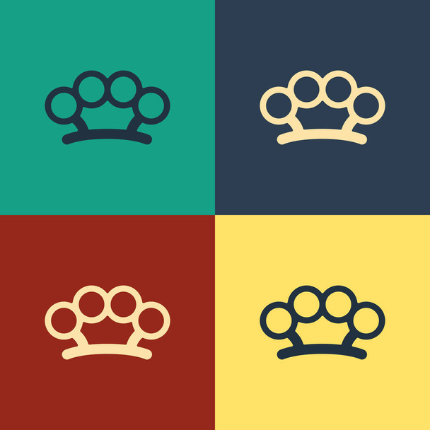 Color Brass knuckles icon isolated on color background. Vintage style drawing. Vector Illustration - Vector, Image