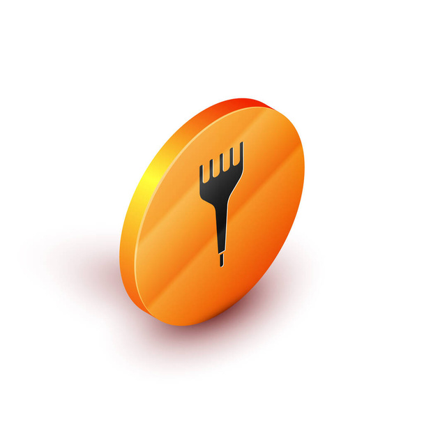 Isometric Hairbrush icon isolated on white background. Comb hair sign. Barber symbol. Orange circle button. Vector Illustration - Vektor, Bild