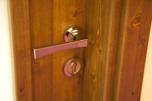 Modern fa külsejű acél ajtó, biztonsági zárrendszer - Fotó, kép
