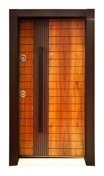 Modern wooden looking steel door, front door - Photo, Image