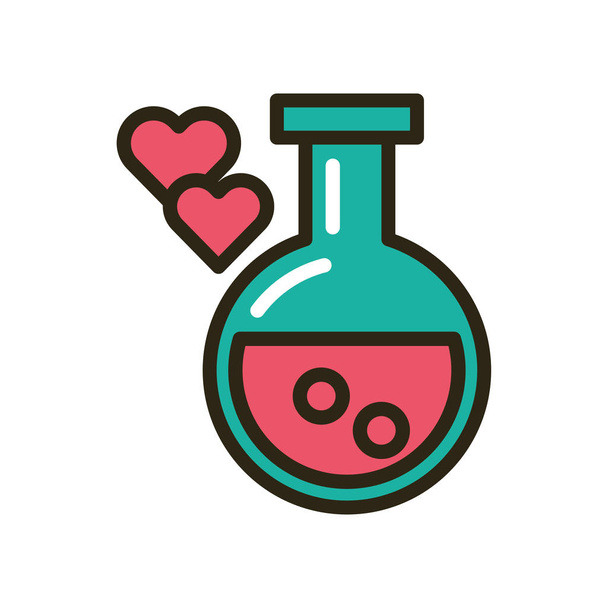 tube test with heart love potion - Vector, Image