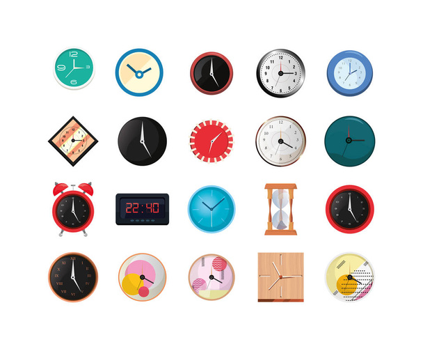 Izolowane zegary instrumenty ikona zestaw wektor konstrukcja - Wektor, obraz