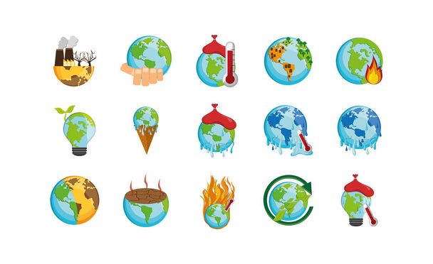 Isolado projeto vetor conjunto de ícones de mudança climática
 - Vetor, Imagem