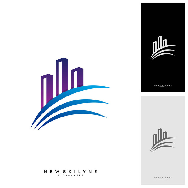 Modern Şehir Logosu Konsepti. Şirket Finans Logosu tasarım vektör şablonu - Vektör - Vektör, Görsel
