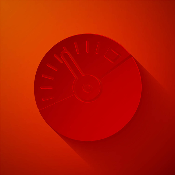 Icône de compteur de vitesse de coupe de papier isolée sur fond rouge. Style art du papier. Illustration vectorielle
 - Vecteur, image