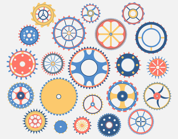 Collection of gears . Colorful isolated design elements. Vector illustration - Vector, Image