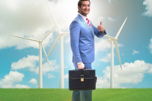 Green energy anc ecology concept with businessman - Photo, Image