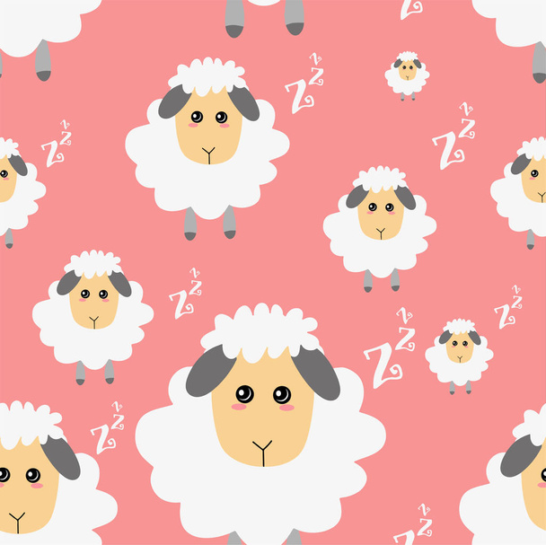Aranyos bárányok rózsaszín háttérrel. Zökkenőmentes minta. - Vektor, kép