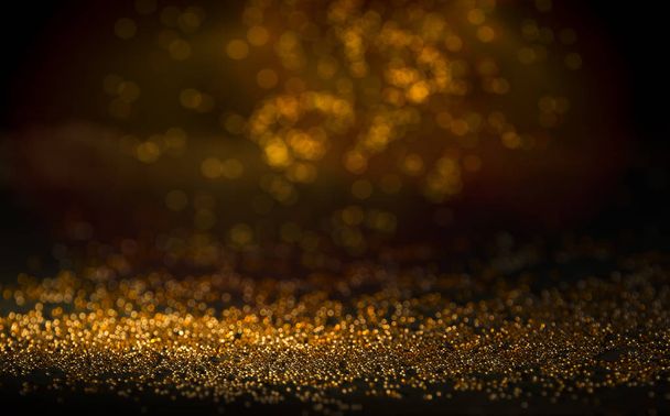 glitter vintage lights background. gold, silver, blue and black. de-focused. - Foto, imagen