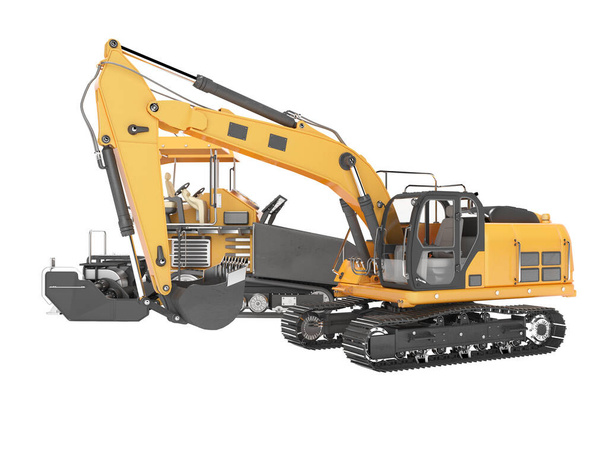 Groupe de machines de construction de routes orange sur chenilles bulldozer an
 - Photo, image