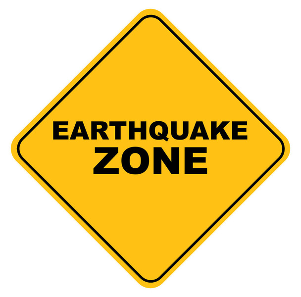 Yellow earthquake zone sign. Vector icon. - Vector, Image