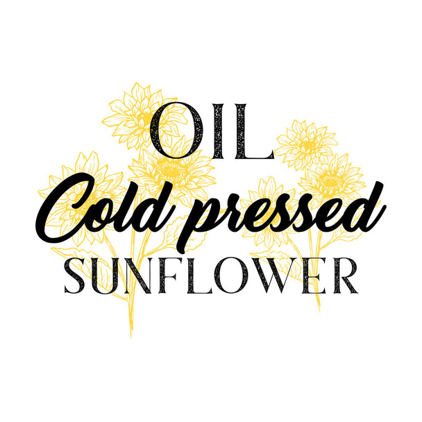 Šablona logotypu vektoru přirozeného slunečnicového oleje lisovaného za studena - Vektor, obrázek