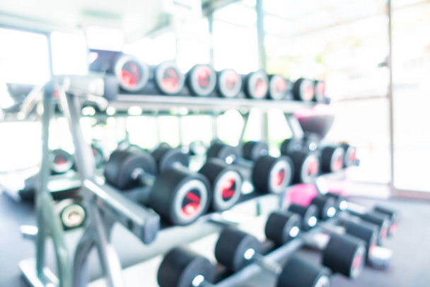 Abstract blur gym room interior with fitness equipment - Photo, Image